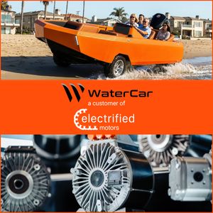 Photos showing WaterCar and an Electrified Motors PMAC motor